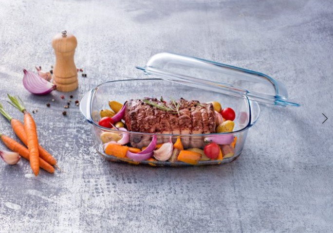 قابلمه مرغ خوری مستطیلی 4.5 لیتری پیرکس کد 465 (ساخت فرانسه)