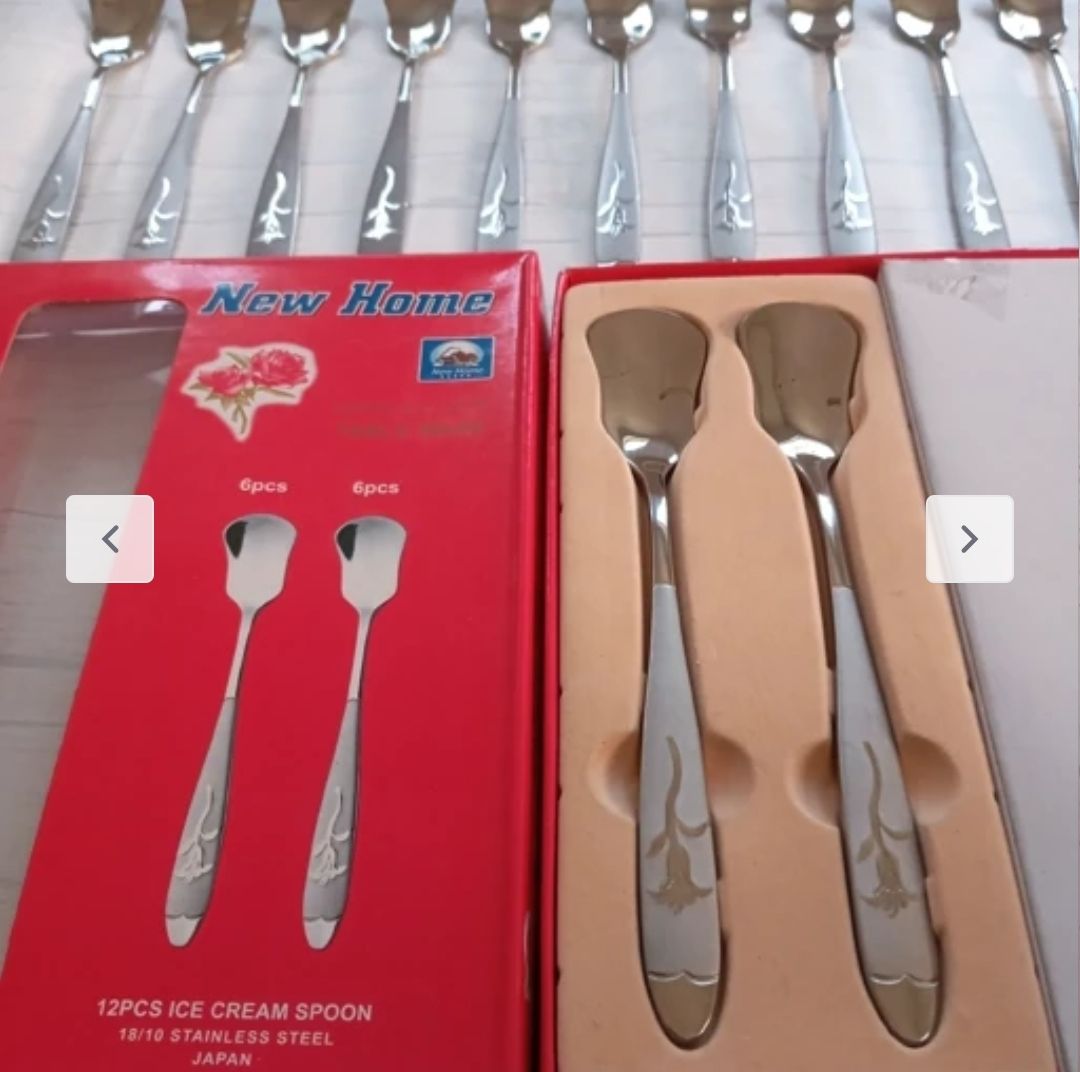 قاشق بستنی خوری طرح گل میخک مارک نیوهوم New Home جنس استیل  اصل  بسته 12تایی